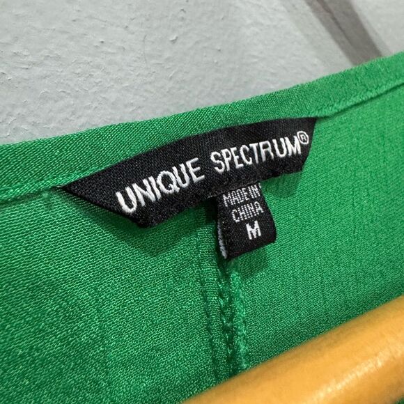 Green Unique Spectrum Square Neck Peasant Blouse Size M EUC - Picture 6 of 6